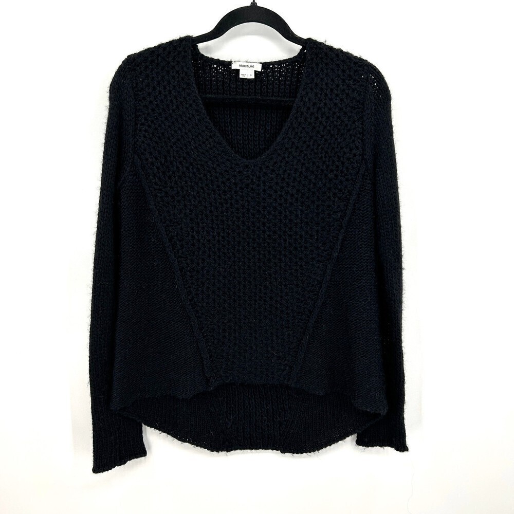 HELMUT LANG Black Alpaca Camel Hair Blend Super Soft Knit Sweater Size Small